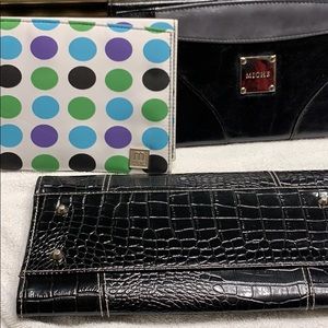 Miche three in one shoulder purse.  Pokadot, black